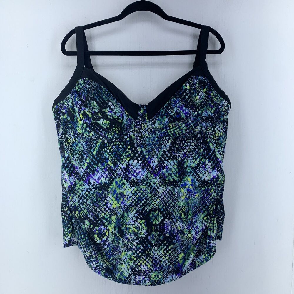 Pure Energy Womens 24W Swim Swimsuit‎ Tankini Tank Top Stretch Comfort Wired Bra